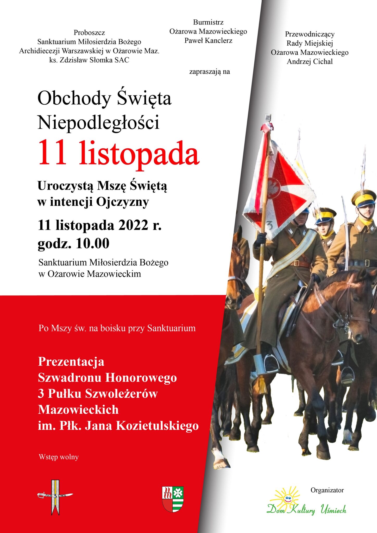 Plakat informujący o wydarzeniach 11 listopada w Ożarowie Mazowieckim