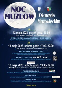 Plakat noc muzeów w Ożarowie Mazowieckim