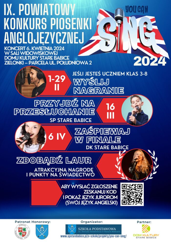 Plakat - konkurs "You can sing" w Starych Babicach