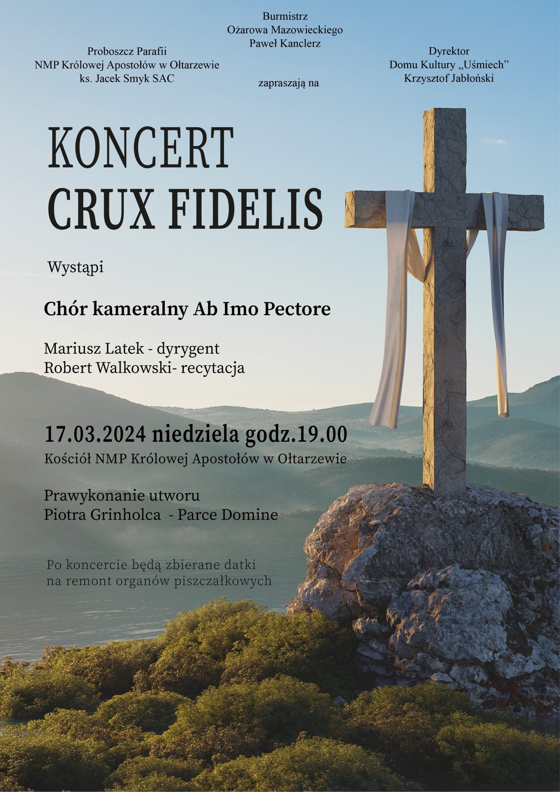 Plakat koncertu Crux Fidelis w wykonaniu chóru Ab Imo Pectore