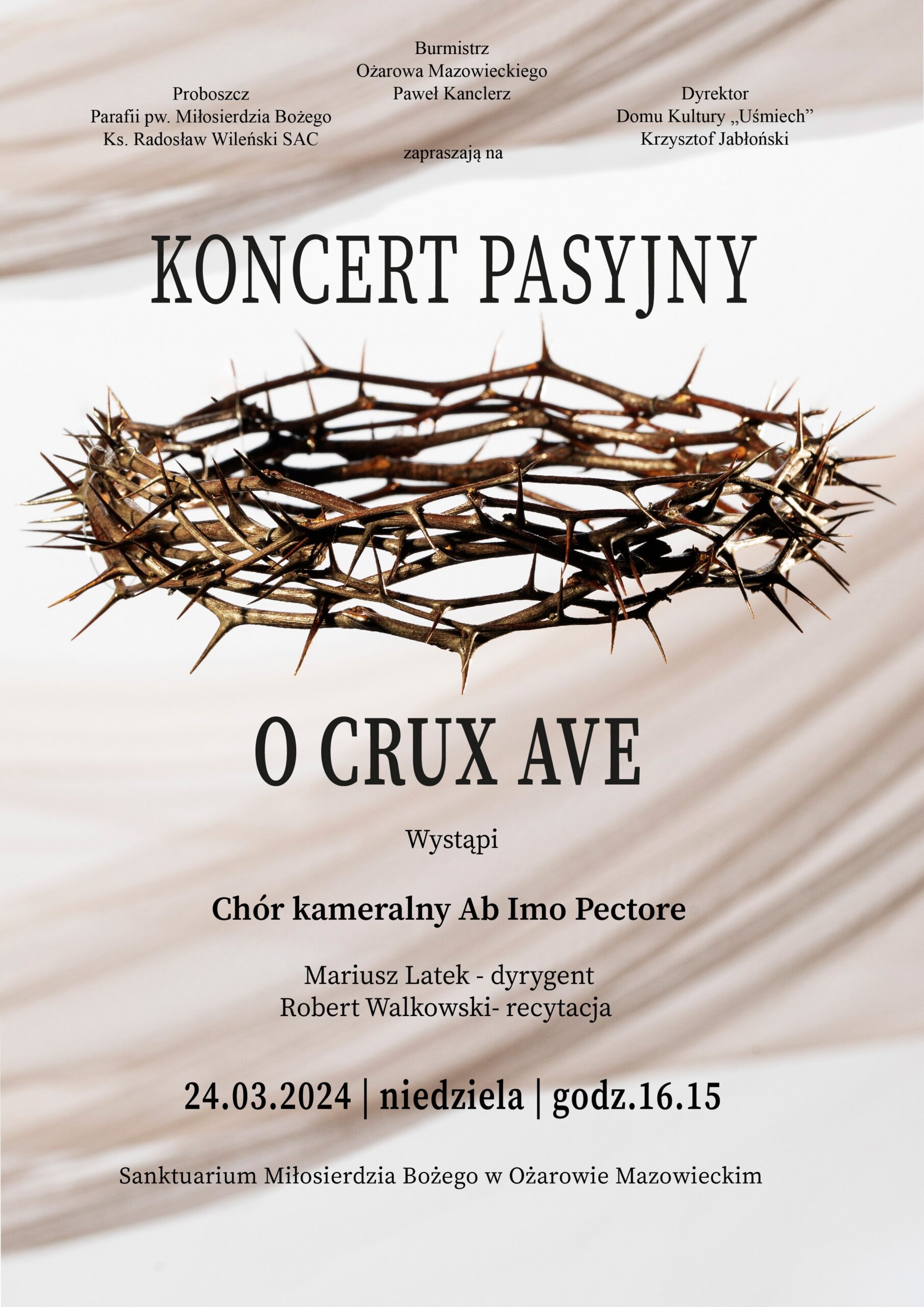 Plakat koncertu O Crux Ave w wykonaniu chóru Ab Imo Pectore